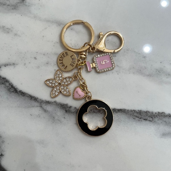 Fashion Inspired Charm Keychain/Bagchai - Pink, Black and Gold - Never been used - Picture 1 of 5